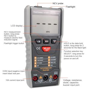 Auto range Mini Multi Tester 6000 Counts Anti-burn DC/AC NCV Square-wave output