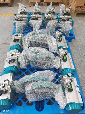 AT double acting pneumatic actuators RAL5021 colour quarter-turn pneumatic actuator