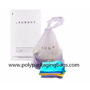 Biodegradable LDPE Plastic Laundry Bag With Cotton String Rope