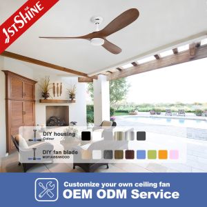 1stshine Hotel Decorative LED Ceiling Fan with Dimmable Lighting and Wood Blades