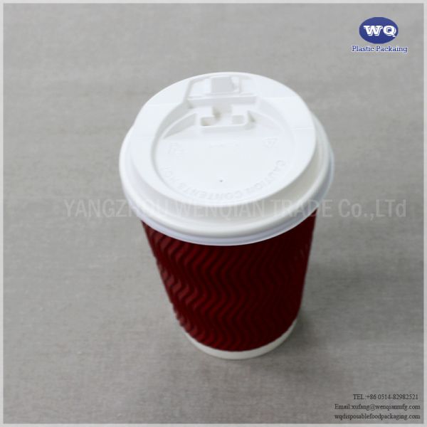 12oz Red Disposable LOGO Printed Ripple Wall paper Cups Personalised Paper