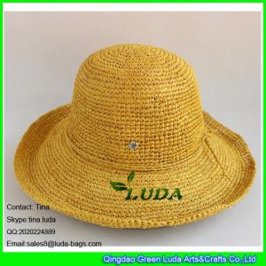 LDMZ-002 natural raffia crocheted straw hats with braid