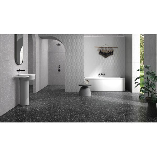600x1200mm Antibacterial Dark Gray Terrazzo Porcelain Floor Tiles