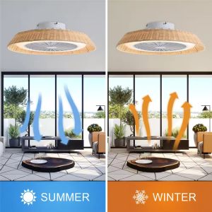 Wholesale stylish design 18 Inch Rattan Caged Smart Tuya APP Control Ventilador De Techo Modern LED Ceiling Fan With Light and Remote from china suppliers