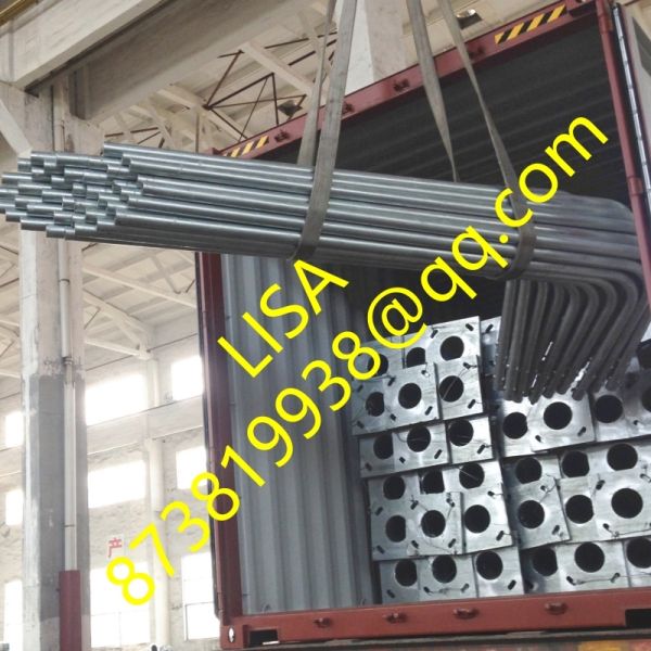 Quality 235Mpa HDG Galvanized Round Tapered 9M Steel Lighting Poles with Single Arm and Base Plate for sale