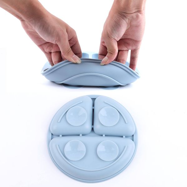 Food Grade Portable Silicone Tableware With Strong Suction Circular Silicone Plate
