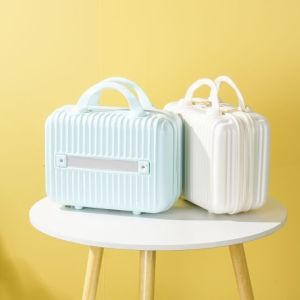 Wholesale 14 Inch Portable Hard Shell Cosmetic Travel Case, Crush-Proof ABS Portable Cosmetic Case Suitcase Mini Travel Hand Luggage with Elastic Strap, from china suppliers