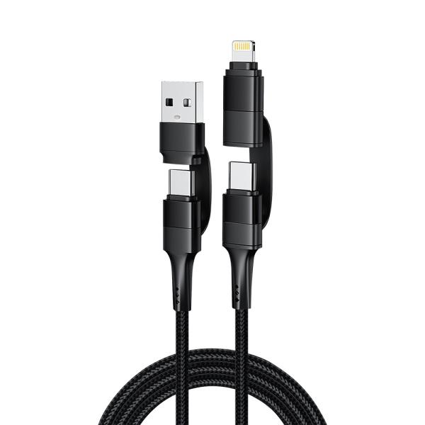 Quality High Speed Multi Function Charging Cable 4 In 1 Braided Cable USB / Type C To Type C/Lightning for sale