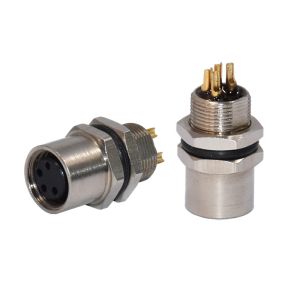 M8 5 Pin Panel Mount Connector , Rear Panel Connector With Soldering