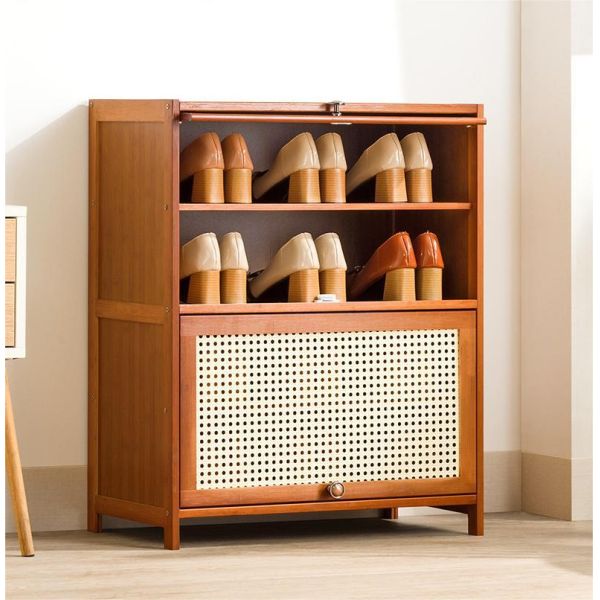Customized Slim Bamboo Wooden Shoe Cubby Storage Cabinet