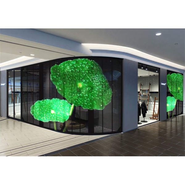 Quality 60% Transparency Ultra Clear Indoor LED Display Panel 800cd Grille Screen with Easy Installation for Captivating Ads for sale