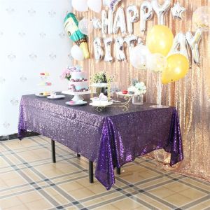 Whole Sale Tablecloths Gold Black Color Birthday Party Glitter Sequin Tablecloth