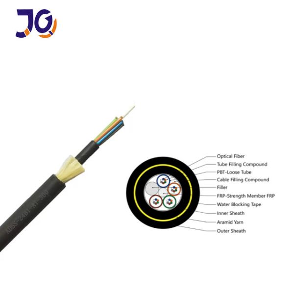 Jiqian Factory ADSS Self-Supporting Optic Fiber Cable 12 24 48 Core Span 120m