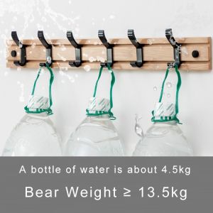 Customized Hook Quantity Solid Bamboo Wall Hanging Hooks for Living Room