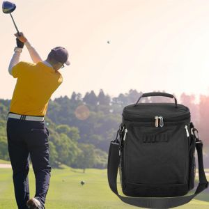 Black Large Capacity Unisex 10 Can Insulated Golf Custom Travel Cooler Bag with
