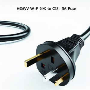 H05VV-F 0.75mm² UK to C13 Power Cord with 5A Fuse