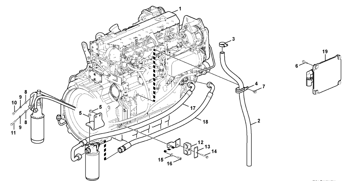 14880502 11211055 Cooling Hose Excavator Spare Parts For EC160C EC180C