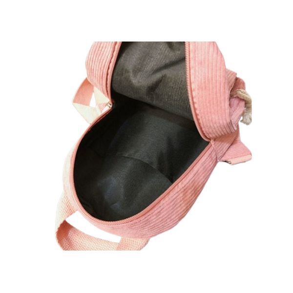 Unisex Kid Corduroy School Backpack With Zipper Closure Adjustable Straps