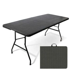 Plastic Table Folding Style Imitated Rattan Lightweight Portable Camping Picnic