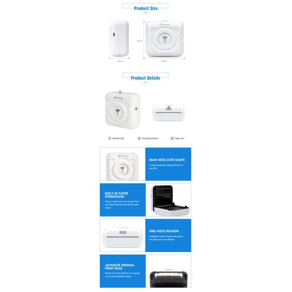 1- Logo Portable Smartphone Quick Label Printer with and USB/Wireless Interface Type