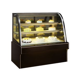 Double Layered LED Illuminated Glass Refrigerated Cabinet Cake Display Showcase