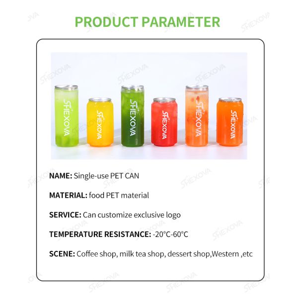 Clear PET can with aluminum lid for beverages