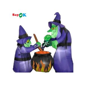 Wholesale ​4x6ft Led Lighting Inflatable Halloween Witch With Cauldron from china suppliers