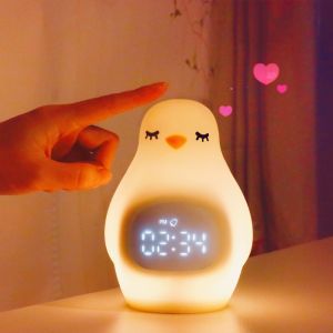 Wholesale Bedside Decorative Sleep Lamp Touch Sensitive Night Light Silicone With Table Clock from china suppliers