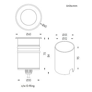 6W Mini LED Underground Up Light Mounted by O-Ring or Spring