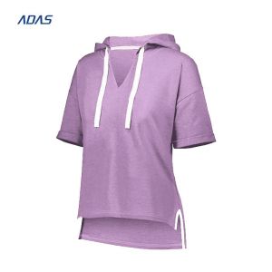 Sublimation Workout Essential Knitted Womens Polyester Tshirt Hoodie Set With