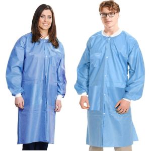 Wholesale Dust-Proof Adult Disposable Lab Coats with Knit Cuffs and Pockets ISO9001 Certified from china suppliers