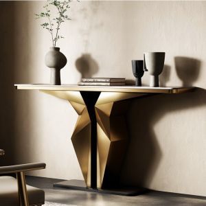 Stylish Marble & Stainless Steel Console Tables - Durable & Elegant