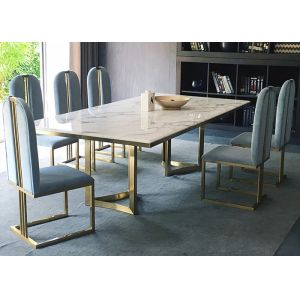 Fashionable Tabletop Slate Dining Table Stainless Steel Frame