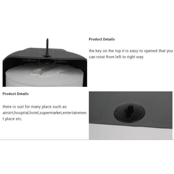 Centre Pull Jumbo Bath Tissue Dispenser Space Saving Press Button / Key Open