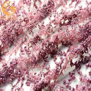 ODM Fuchsia Lace Fabric Embroidered 80% Nylon With Glitter Decoration