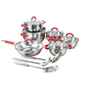 Kitchenware cooking set 15pcs stainless steel cookware set with tools