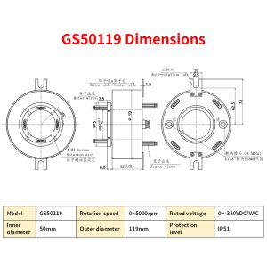 Wholesale 50mm Center Hole High Speed Slip Ring 5000rpm Wear Resistant Gold Plated from china suppliers