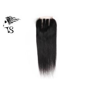 Wholesale 4x4 Swiss Lace Frontal Closure Three Part Silky Straight Natural Black Hair Women's Topper Pieces from china suppliers