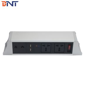 2mm surface thickness desk hanging power socket with frame plate side design