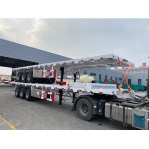 1840mm Tread 3 Axles Low Bed Container Trailer With Air Suspention And Jost