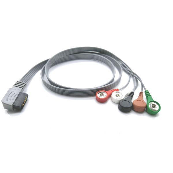 5 Leads IEC AHA Snap Clip Holter ECG Cable ISO13485 PH DigiTrak XT