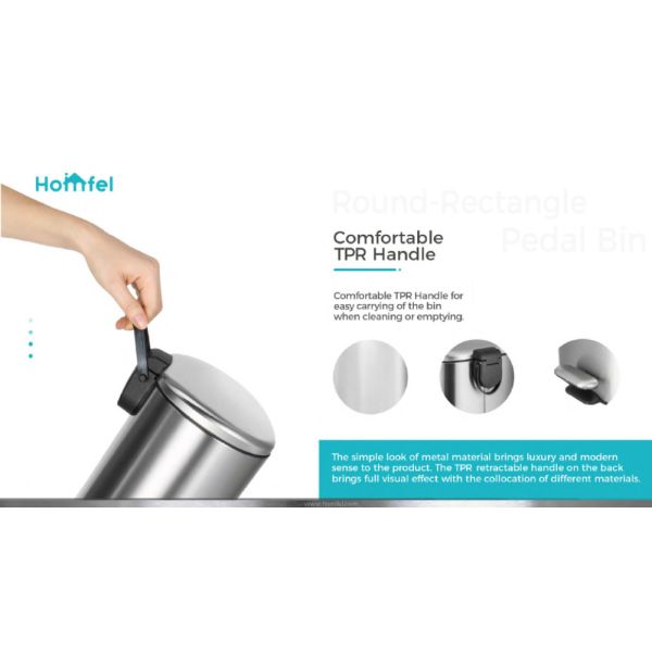 Rectangular Soft Close Pedal Bin with ANTI-FINGERPRINT Function and Durable Stainless Steel Material rounded rectangle trash can