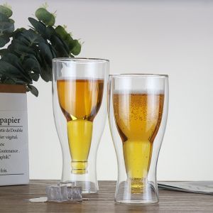300ml Modeling Double Beer Borosilicate Glass Cup