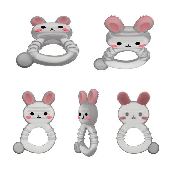 2025 Factory Bunny Cute Design Transparent Sensory Ice Cream Freezable Silicone