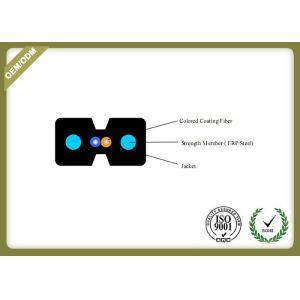 Indoor 2 Core FTTH Fiber Optic Drop Cable Single Mode With Messenger Steel Wire