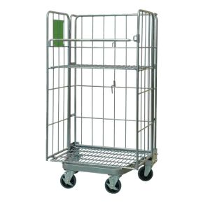 Folding Wire Mesh Steel Nesting Security Roll Cage Trolley For Warehouse Storage