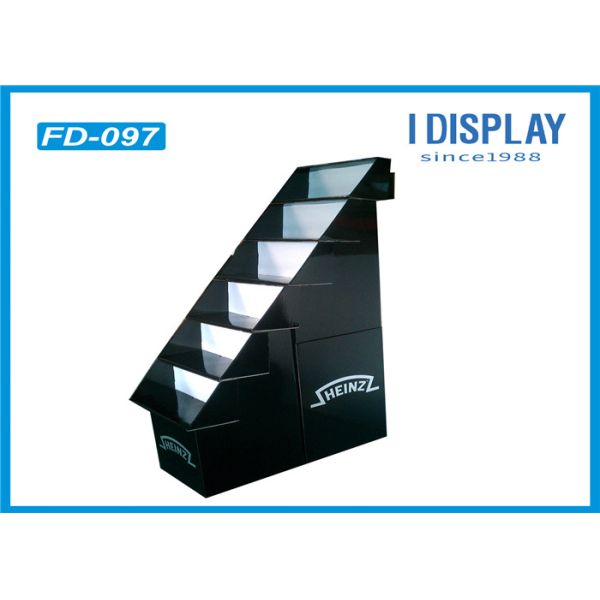 Black Cardboard Custom Display Stands / Retail Pallet Displays 6 Layers