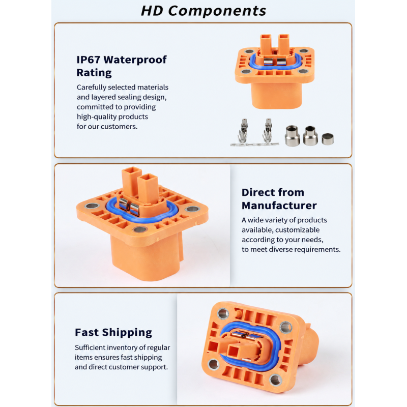 2 Pin HV Small Current Connector EV Waterproof Straight Plug