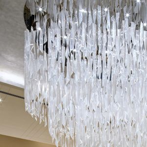 Custom Modern Leaf Glass Pendant Lights Villa Hotel Lobby Project Texture