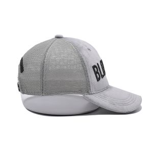 Gray Suede Trucker Hat 3d Embroidered 5 Panel Mesh Cap